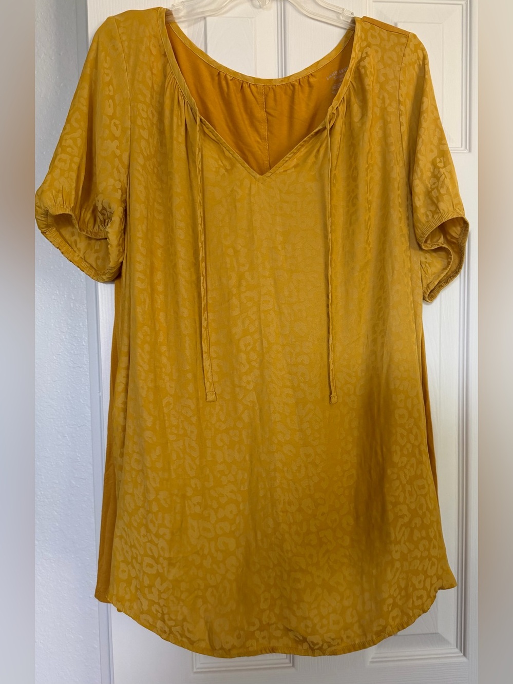 Mustard yellow  Tie-Neck Short Sleeve Women's Top LB 14/16